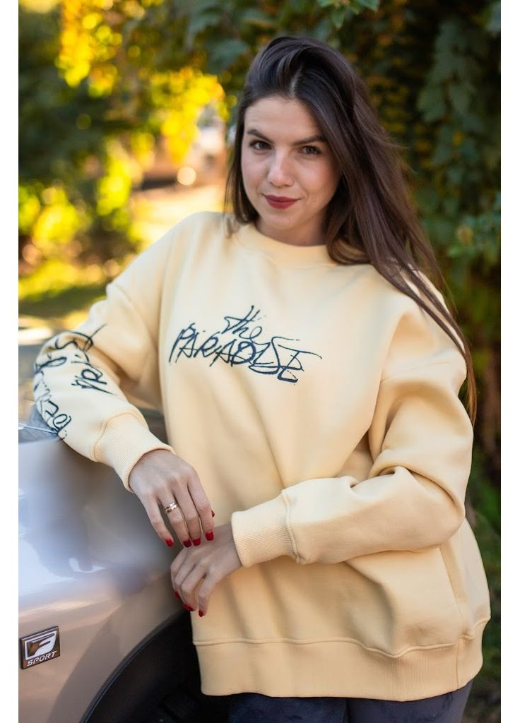 Светло-желтый зимний свитшот женский hc (h001-8355-025-33) Носи своє