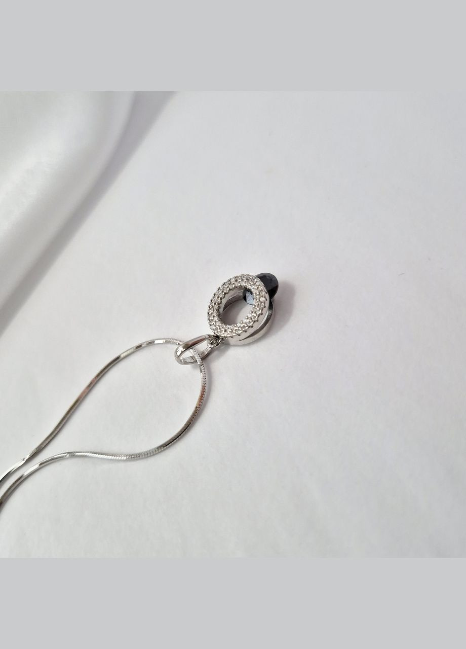 Серебряная подвеска кулон Круг с Чёрным камнем серебро 925 пробы Родированное 89032ч 2.25г Nobrand (370438660)