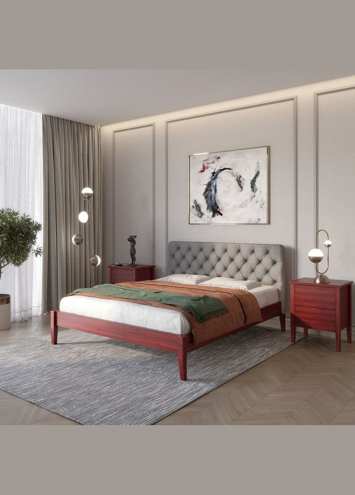 Полуторне дерев'яне ліжко Рим ДК /Аляска 93 (Сірий) Б3 120х200 см (MBG-5075) Mebigrand (366087077)