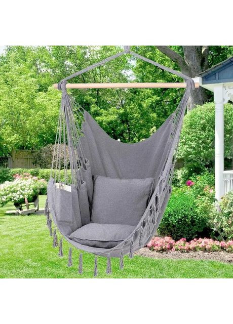 Кресло подвесное бразилийское качели гамак B-093 серый 120 кг Bonro (371993850)