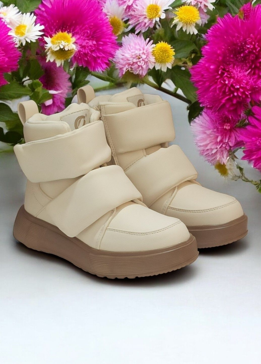 Демісезонні черевики хайтопи утеплені для дівчинки на липучках 512 бежеві Clibee (301940112)