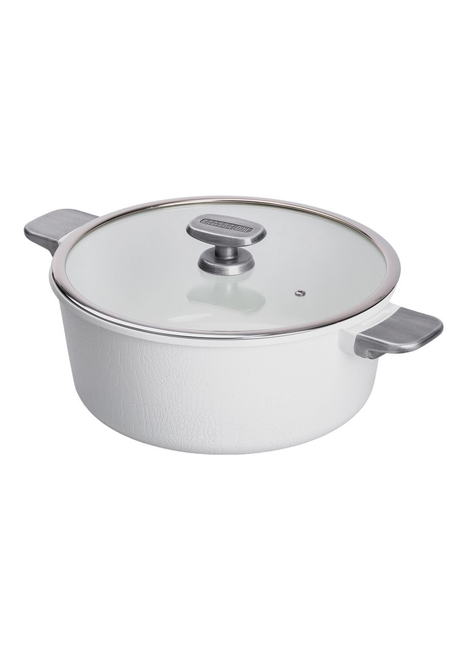 Алюминиевая кастрюля с керамическим антипригарным покрытием 5 л Ø 30 см белая HP-4-455W (A-033117) MGC (341307442)