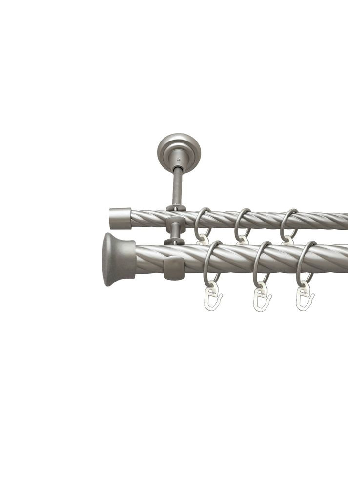 Карниз Дуо металлический двухрядный открытый скрученная труба Сатин 25\16 мм 200 см (00-00023533) ORVIT (300845466)