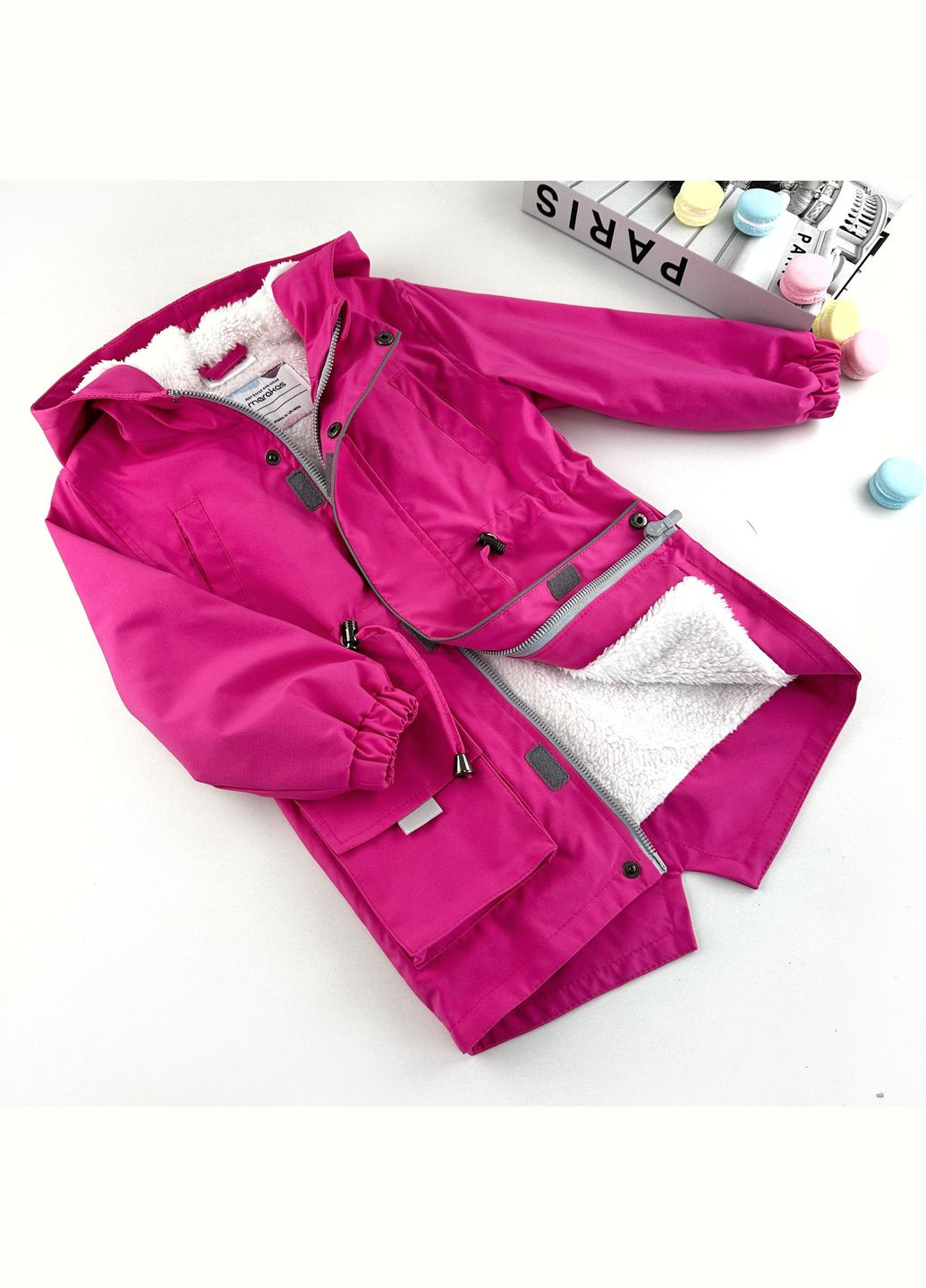 Малиновая демисезонная парка на меховушке демисезонный 1-par-fu-dh-58-1-07241 Marakas