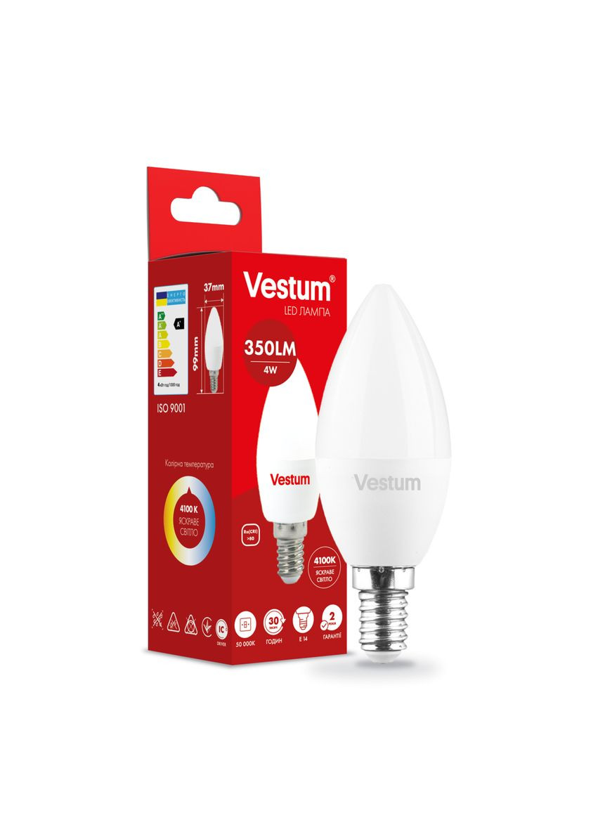 Світлодіодна лампа C37 4W 4100K 220V E14 1-VS-1307 Vestum (355926924)