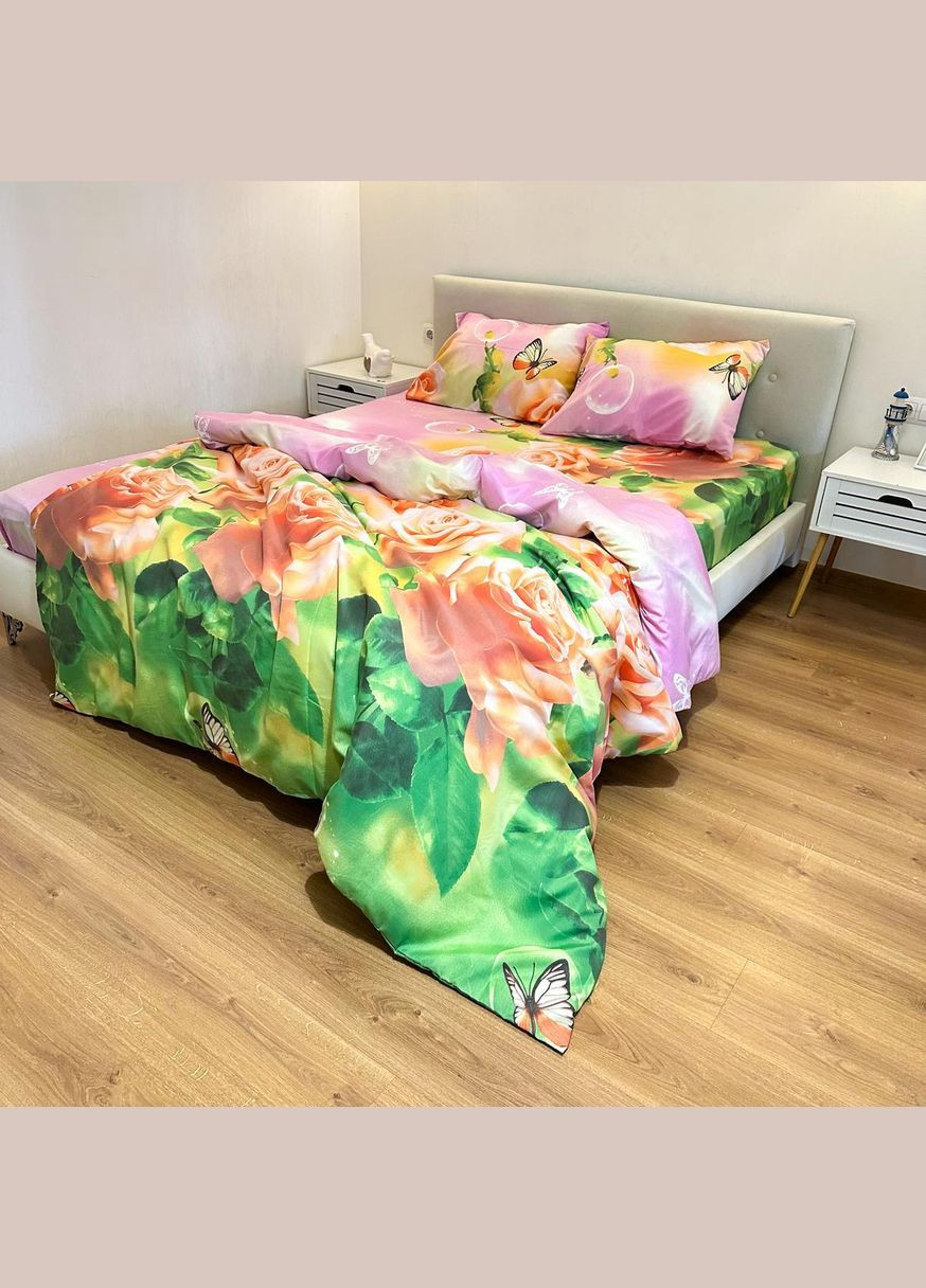 Постельное белье " ", Поликотон, Розово-Зеленый, Семейный, P-0097 Lelit (308071778)