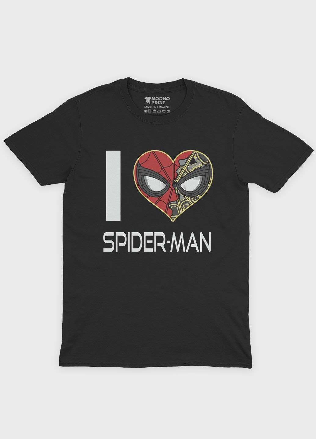 Чорна демісезонна футболка для хлопчика з принтом супергероя - людина-павук (ts001-1-bl-006-014-091-b) Modno