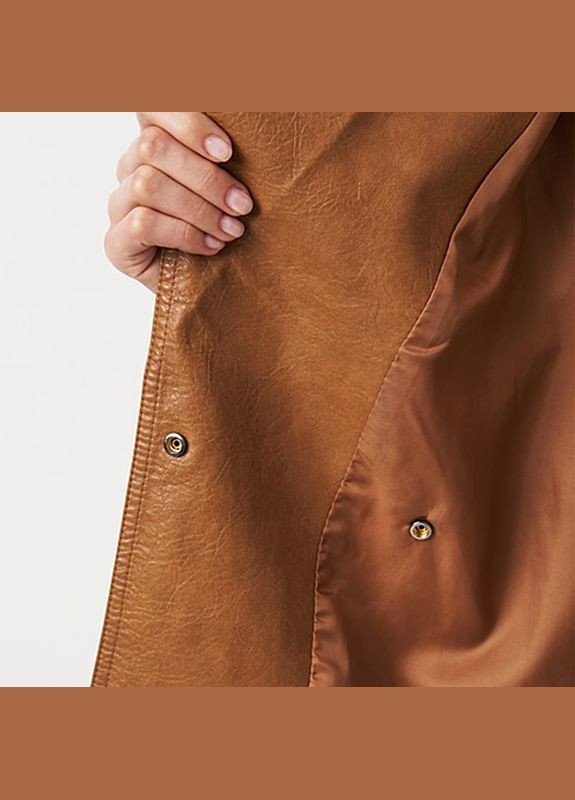 Коричнева демісезонна женский тренч из искусственной кожи a-sona k101009br - Ricco Grande