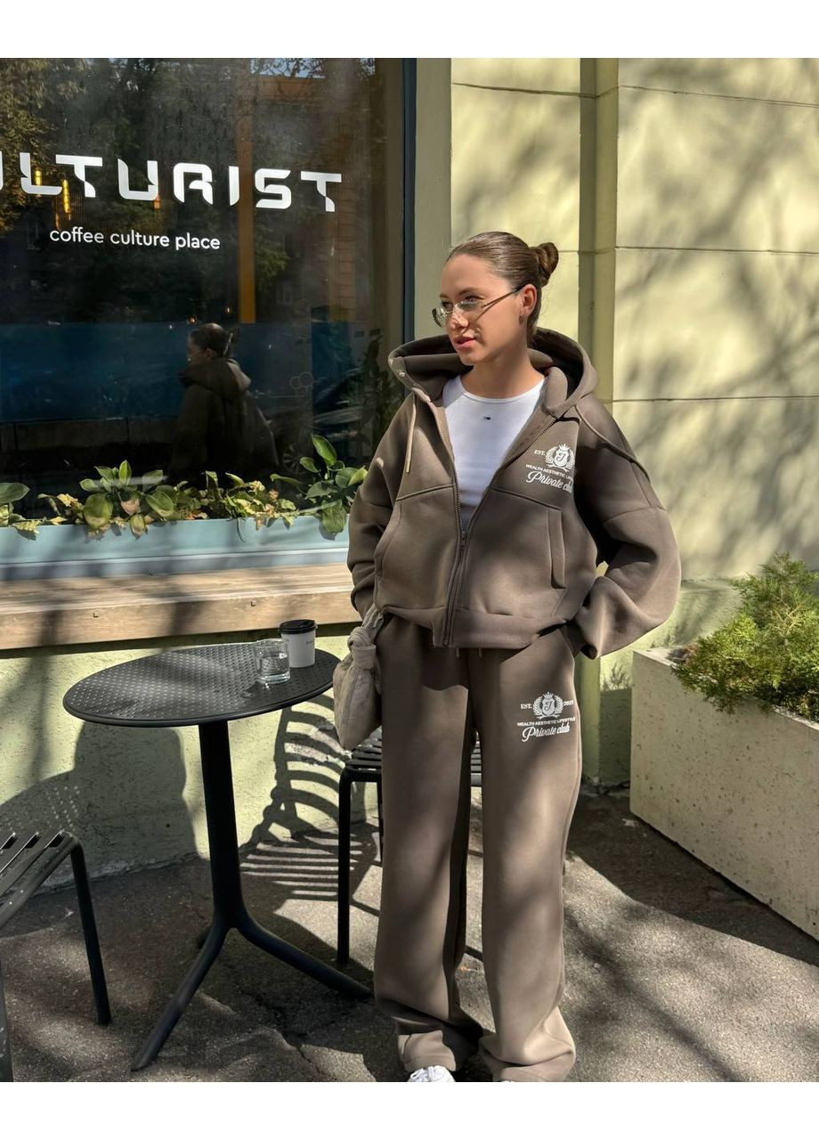 Жіночий костюм з тринитки на флісі з капюшоном No Brand (365804759)