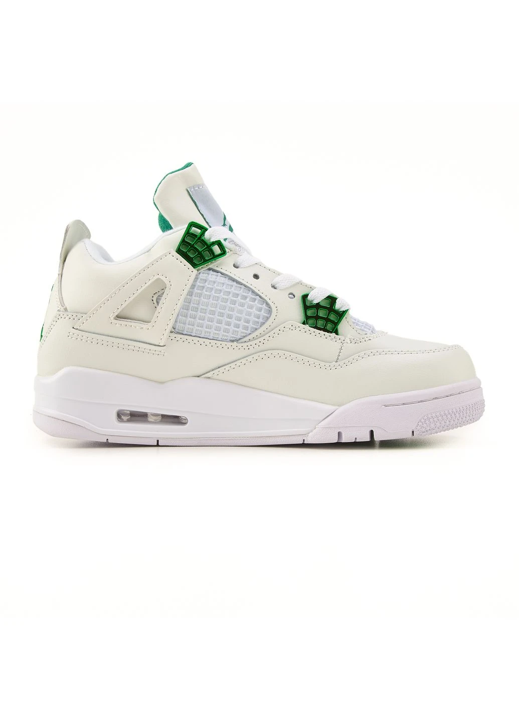 Білі кросівки чоловічі nike air jordan retro 4 white green найк аір джордан білі демісезон No Brand