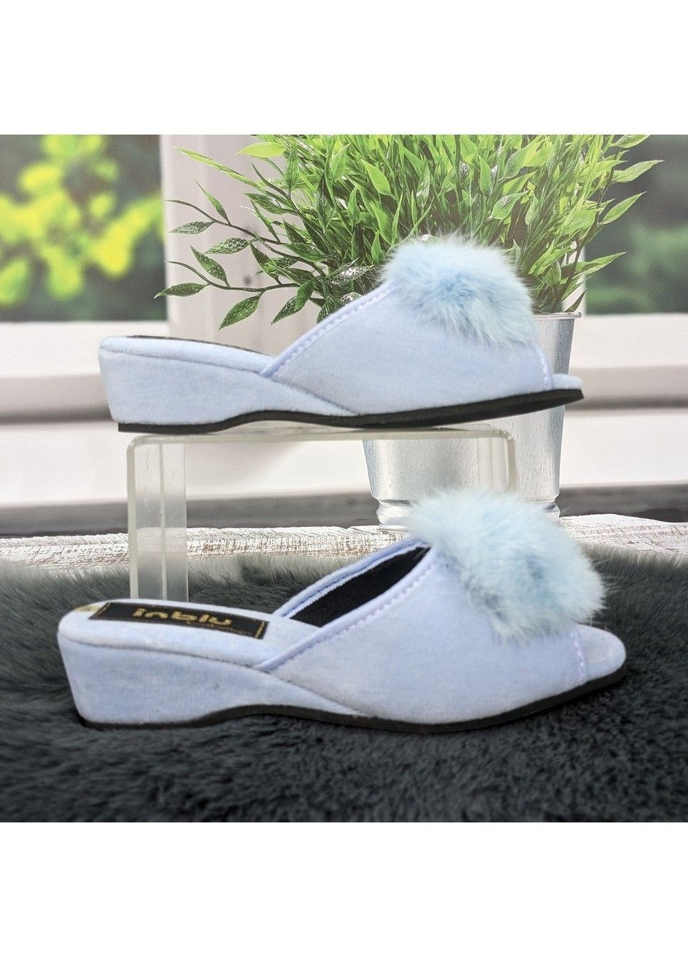 Светло-голубые тапочки домашние Inblu
