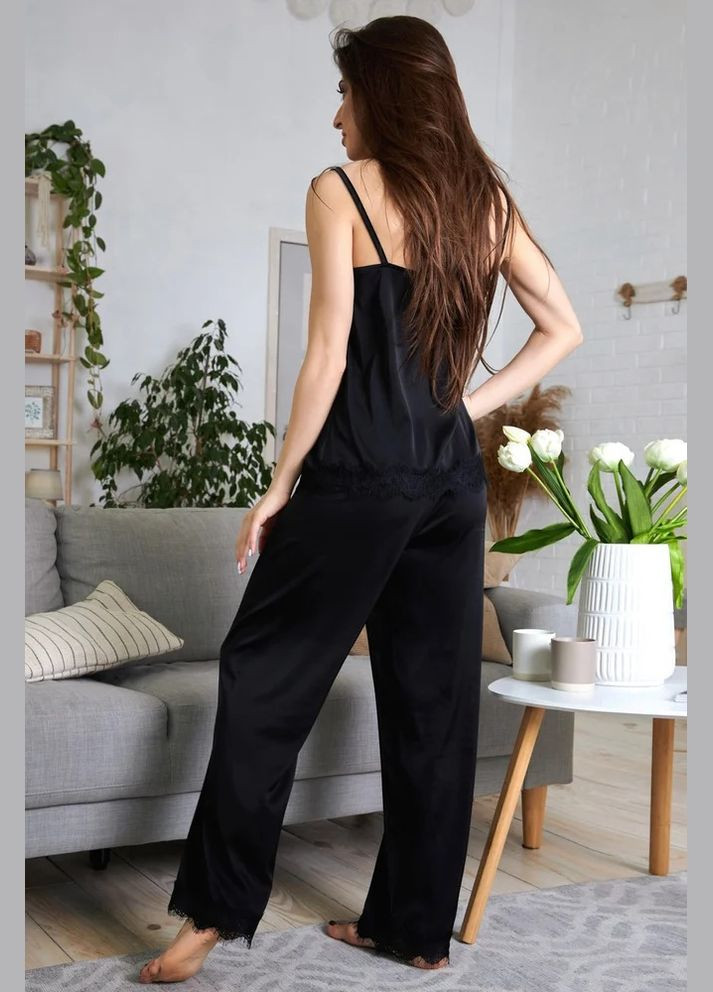 Чорна всесезон піжама топ + брюки Seventeen