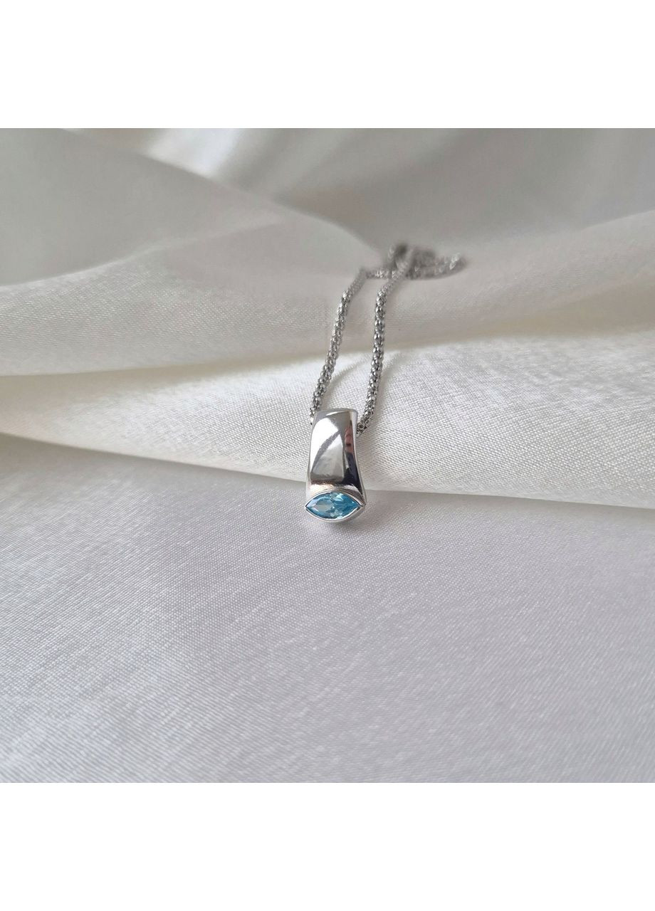 Срібна підвіска Око з блакитним каменем Срібло 925 проби Родоване 3013р 1.71г Nobrand (370438667)