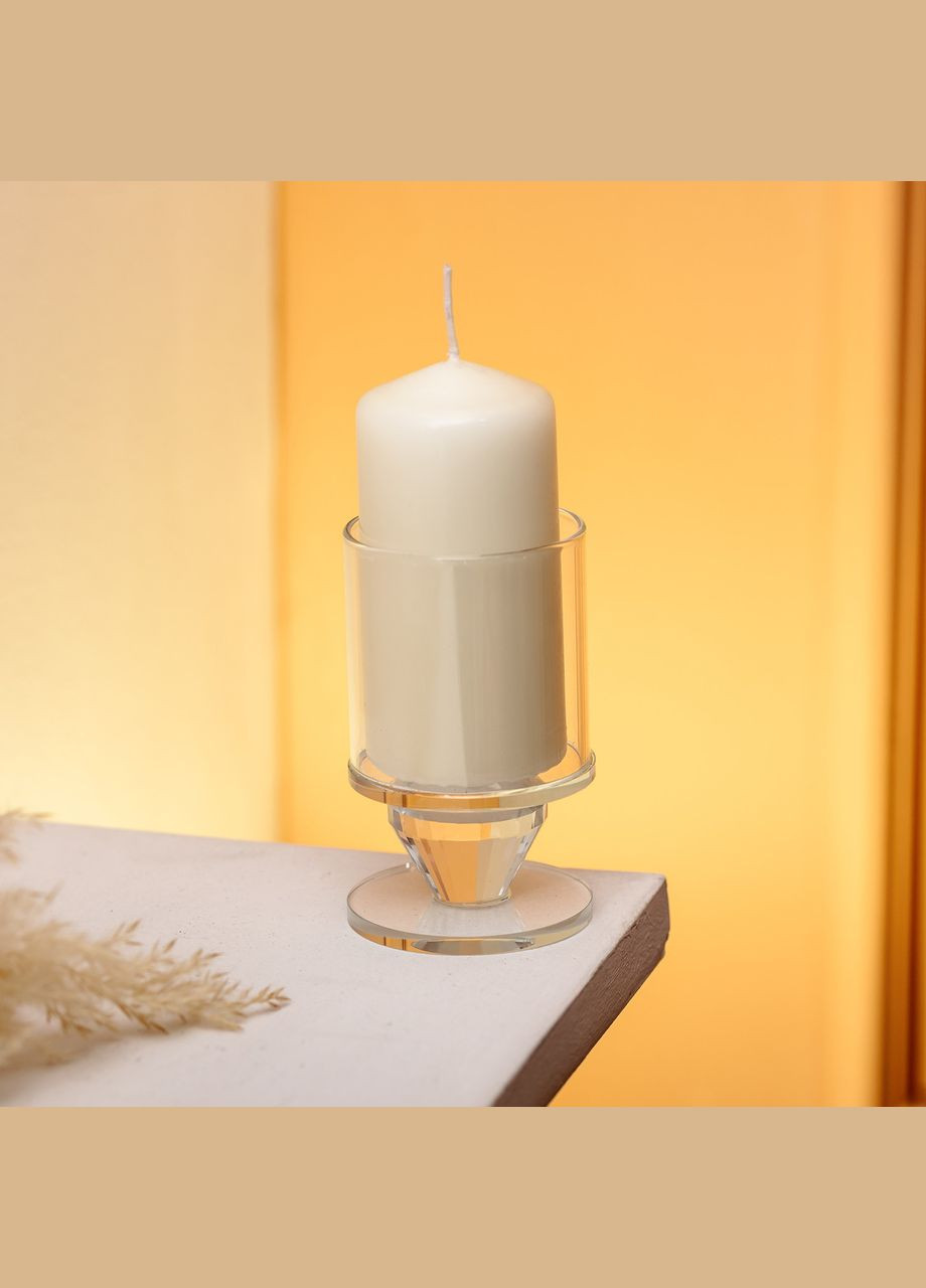 Підсвічник скляний 6×9.3 см на одну свічку підсвічник келих на ніжці декоративний прозорий HP-4-27S Yiwu (329375957)