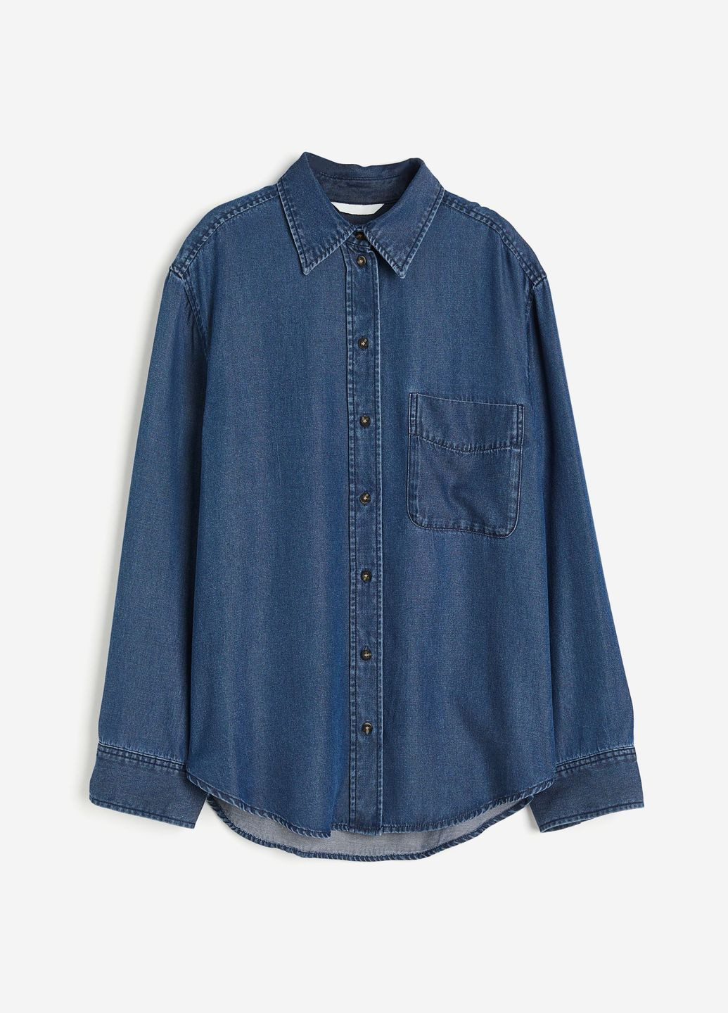 Синяя кэжуал рубашка однотонная H&M