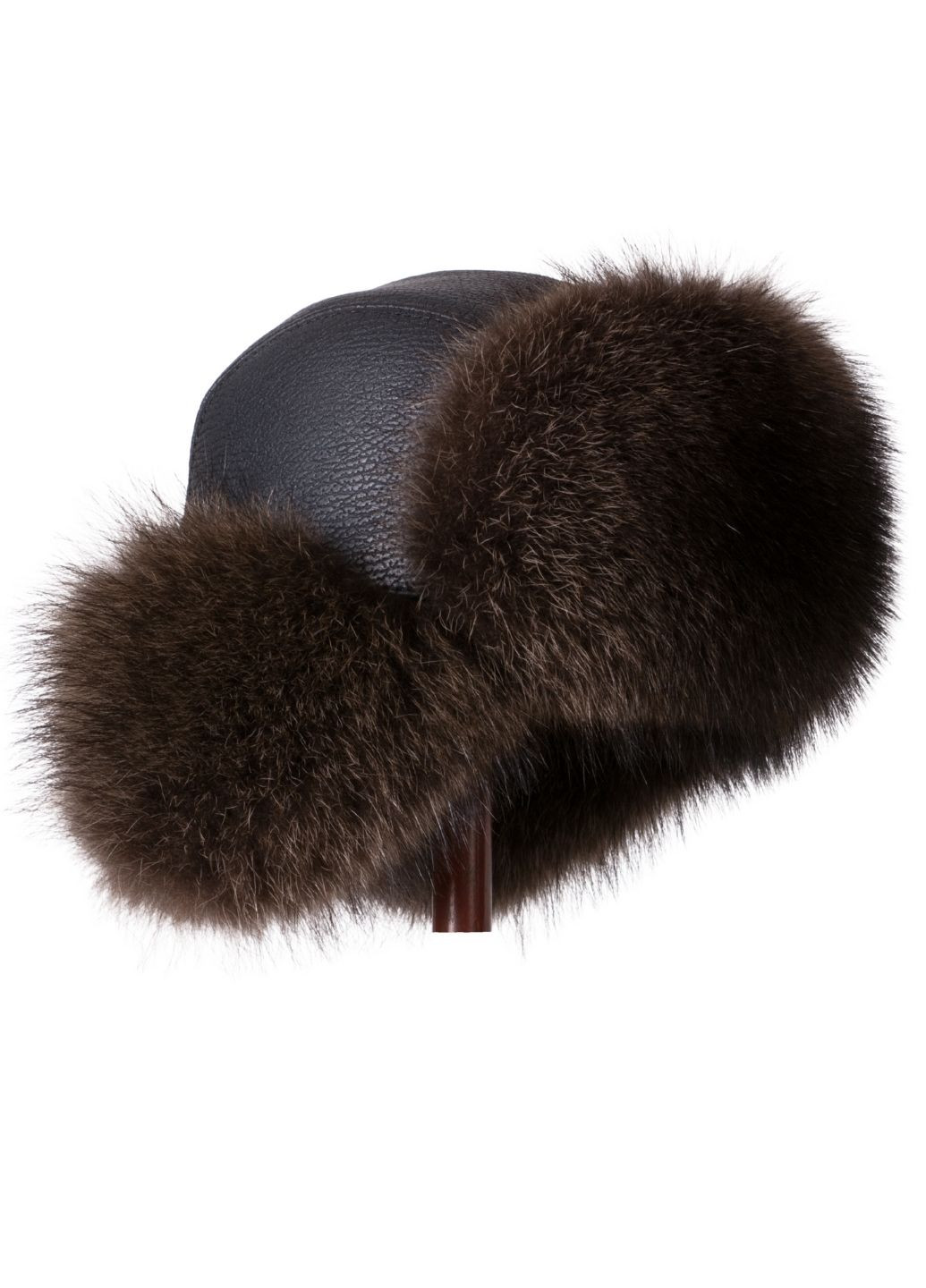 Меховая шапка ушанка из натурального меха енота и натуральной кожи Меховой Стиль Ушанка (356676089)