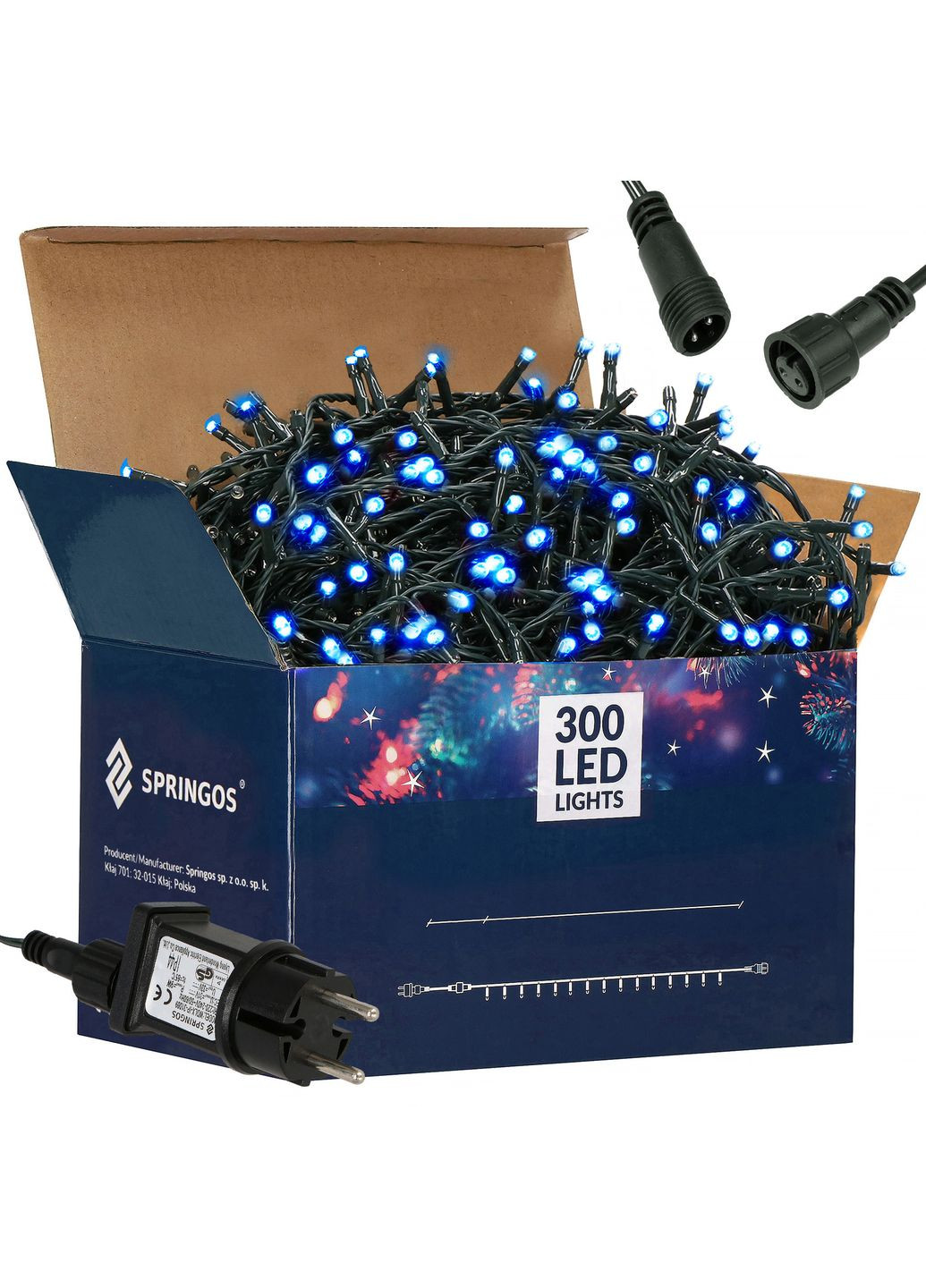 Гірлянда вулична (зовнішня) 15 м 300 LED Blue Springos cl0323 (275096302)