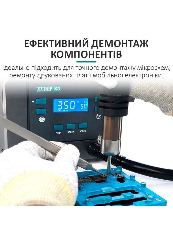 Термовоздушная паяльная станция K8 1000 Вт/100-500°С/50 л/мин Quick (317204212)