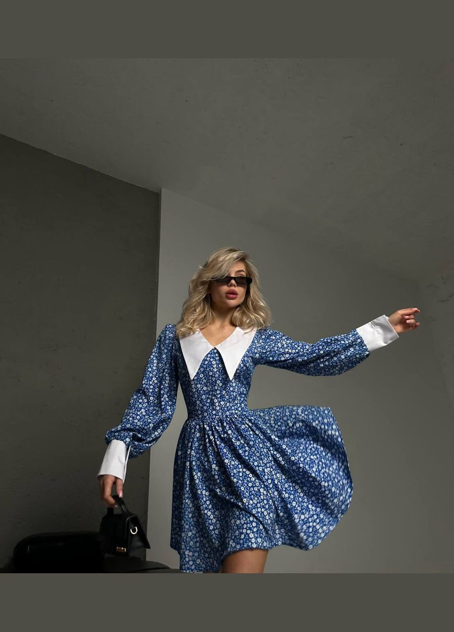 Блакитна кежуал сукня N.Family з квітковим принтом