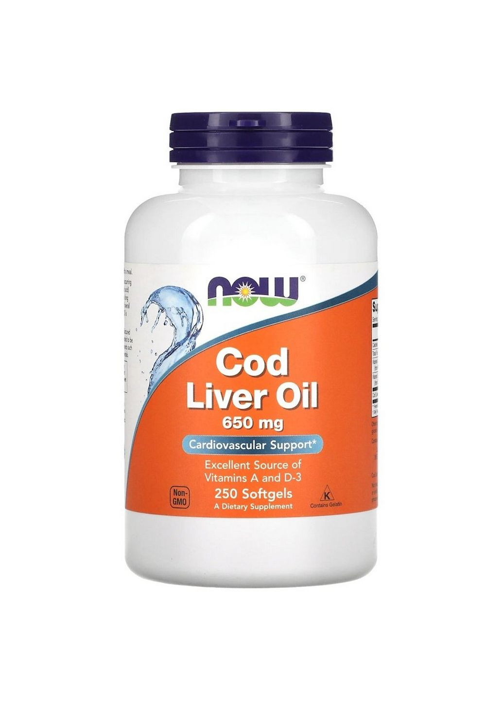 Жирные кислоты Cod Liver Oil 650 mg, 250 капсул Now (293415585)