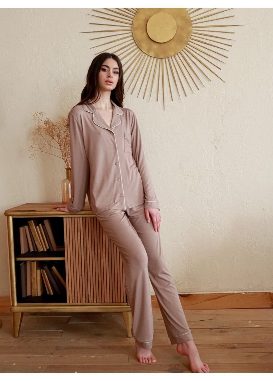 Кавова 3175 solomia штани жіночі домашні Komilfo