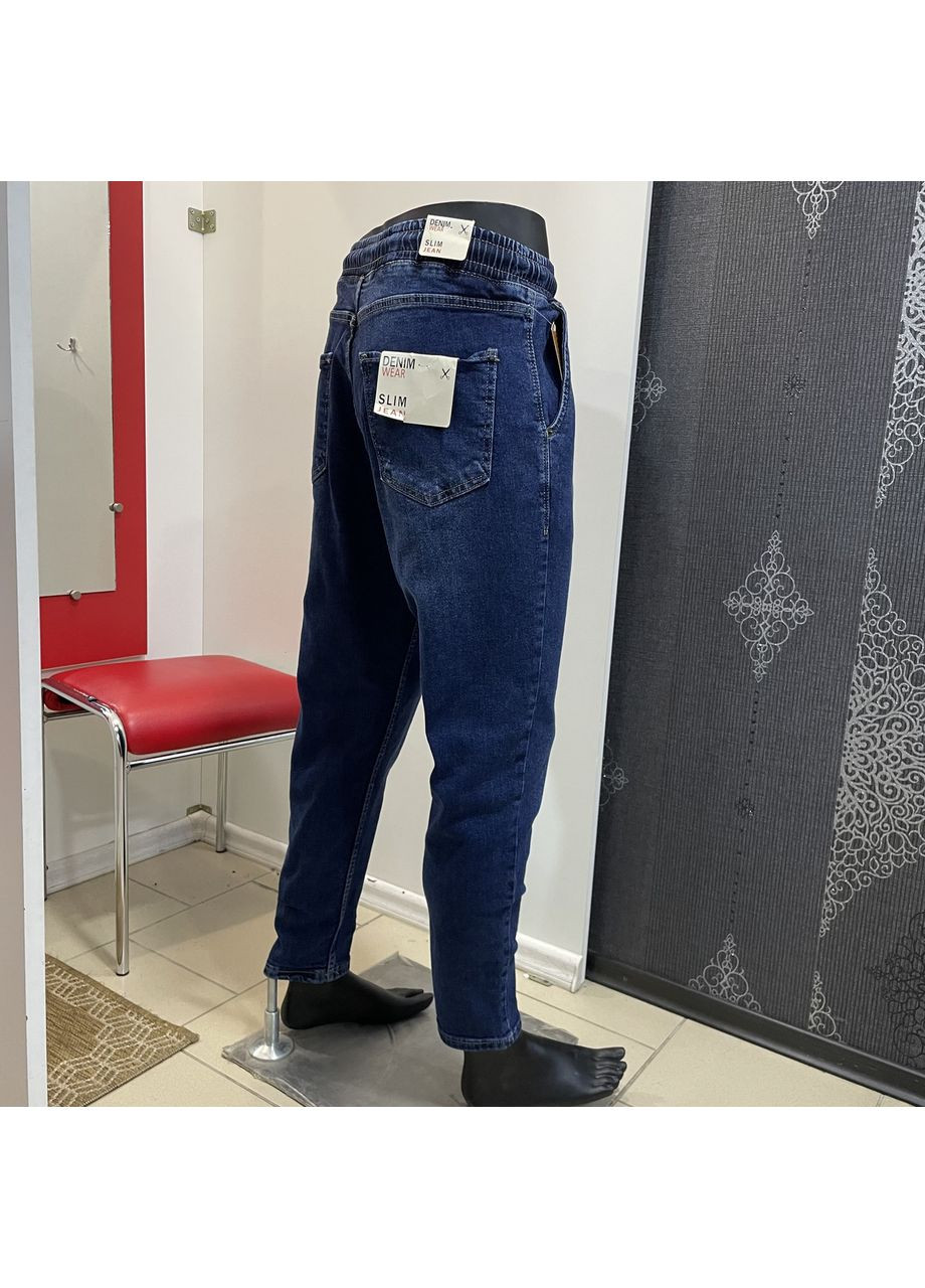 Джинси чоловічі МОМ на резинці щільні коса кишеня 32 сині No Brand (354331905)