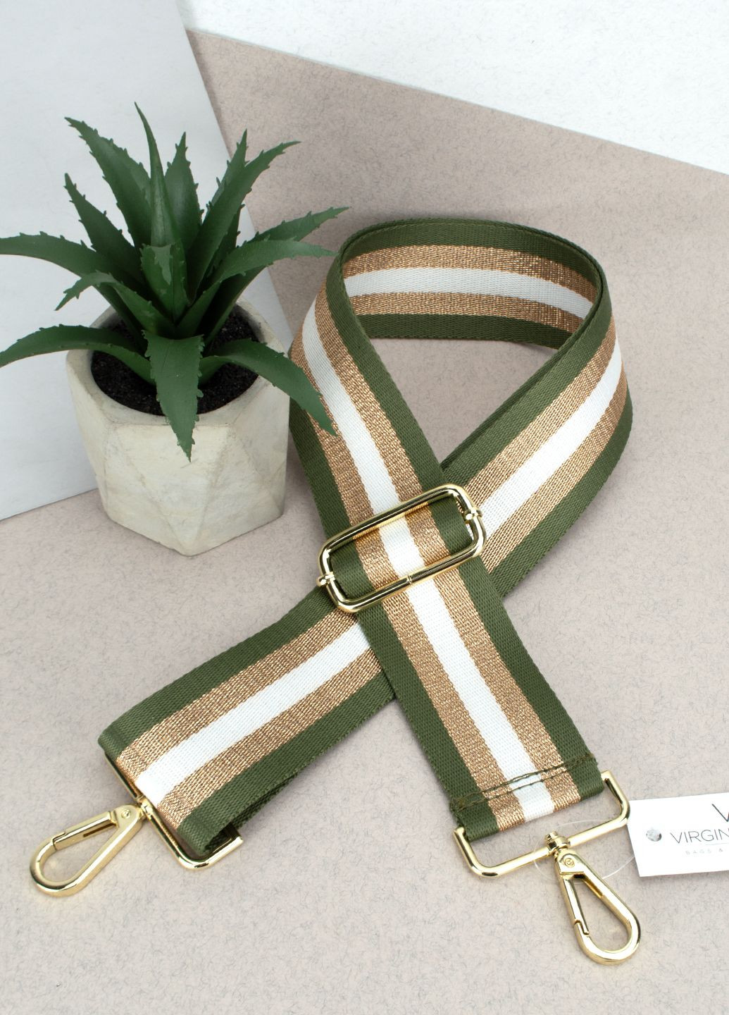 Ремінь для сумки 50 мм R_strips текстильний з карабінами золотий Virginia Conti (279546963)