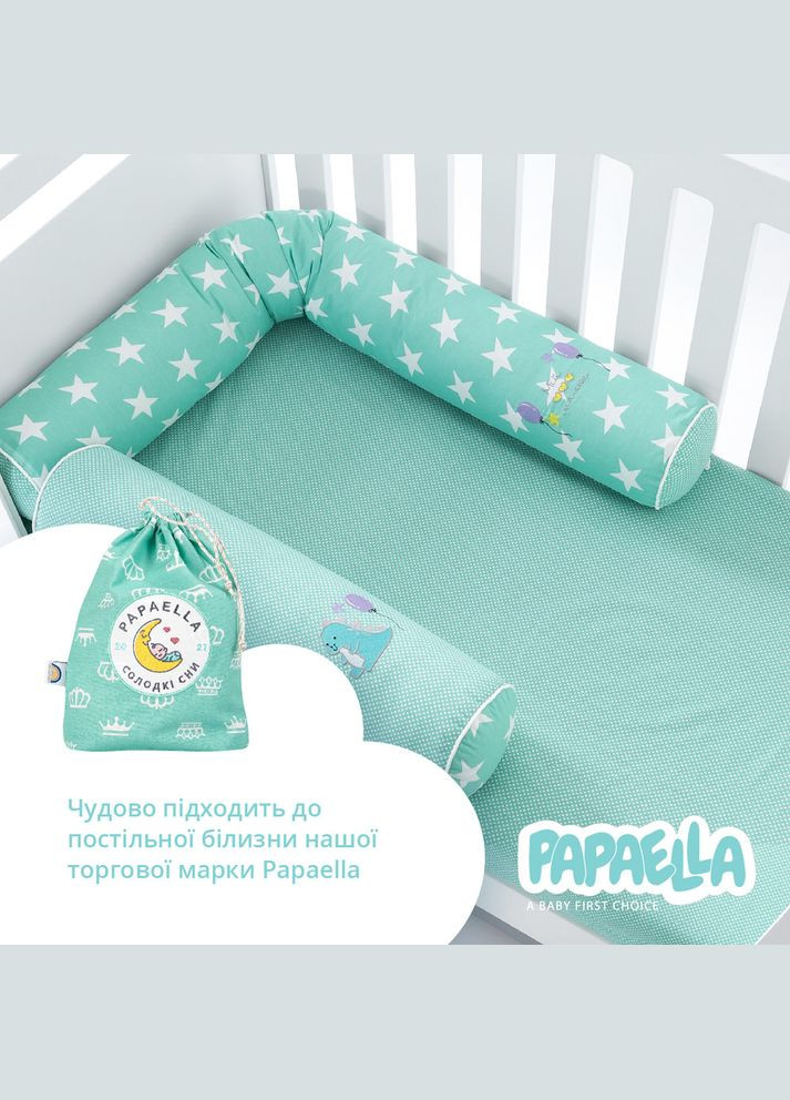 Бортик валик защитный мультифункциональный PAPAELLA 60х15 см, 120х15 см, детская кроватка, мята IDEIA (302975656)