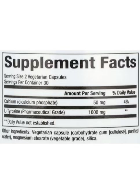 L-Tyrosine 500 mg 60 Veg Caps Natural Factors (300109310)