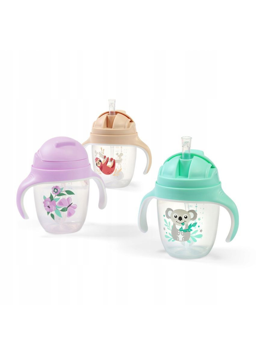 Поилка-непроливайка с отягощенной соломкой и герметичной крышкой Цветочки, 6+, 240 мл () BabyOno 1464/05 (369111552)
