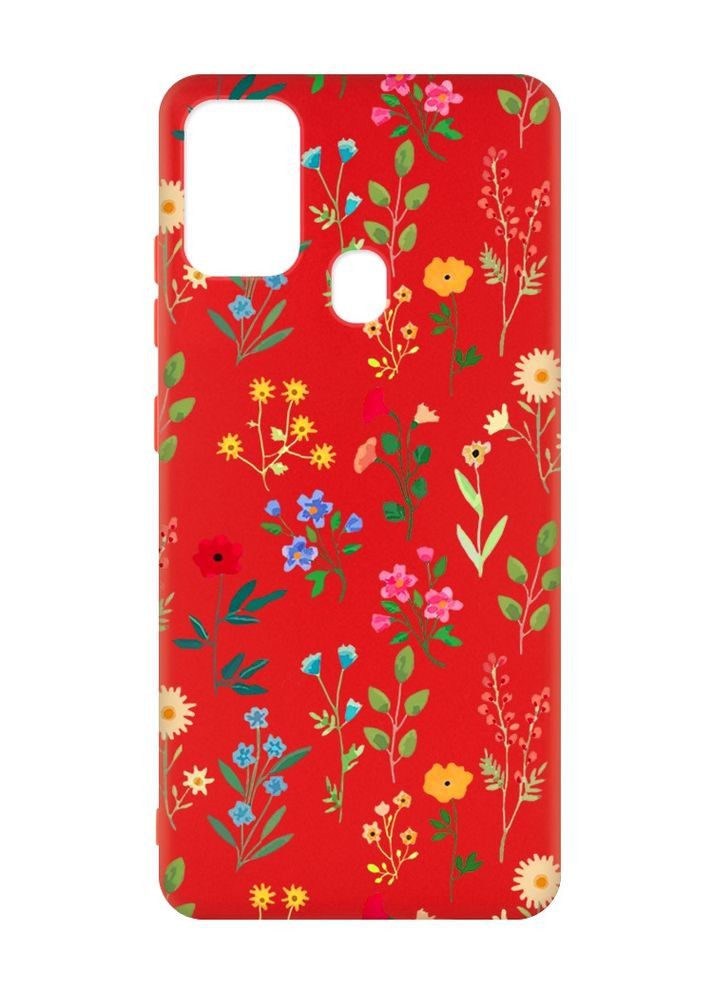 Матовий червоний чохол на Samsung Galaxy M30s/M21:: Квітковий фон (принт 269) Creative (360667218)