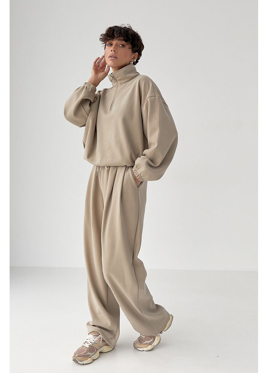 Зимовий однотонний спортивний костюм із затяжками Lurex (372255433)