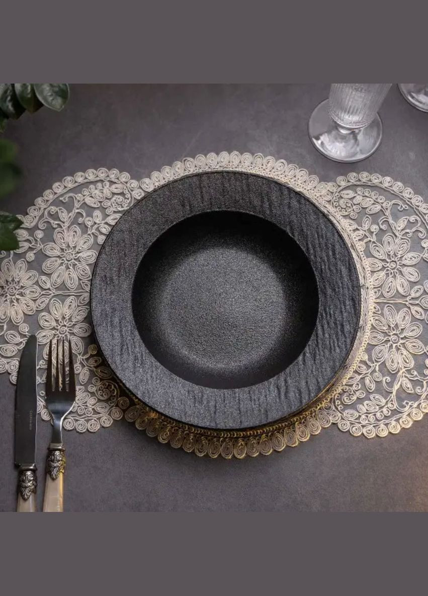 Тарелка суповая фарфоровая 23 см черная HP-7-728 Yiwu (370706992)