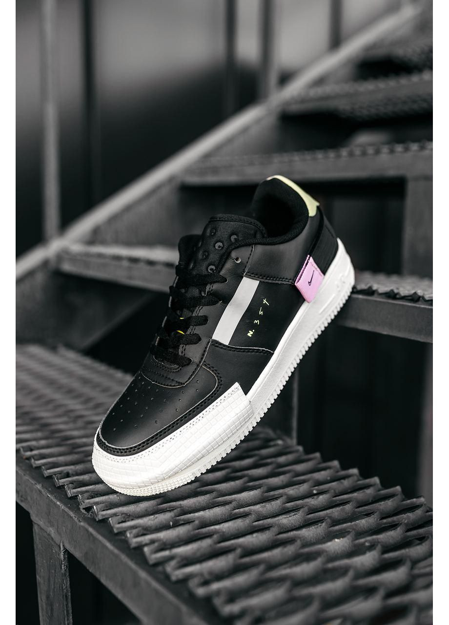 КРОССОВКИ ЖЕНСКИЕ NIKE AIR FORCE 1 TYPE 354 BLACK WHITE 2 НАЙК АИР ФОРС 1 ПРЕМИУМ No Brand чёрные демисезоны (368861846)