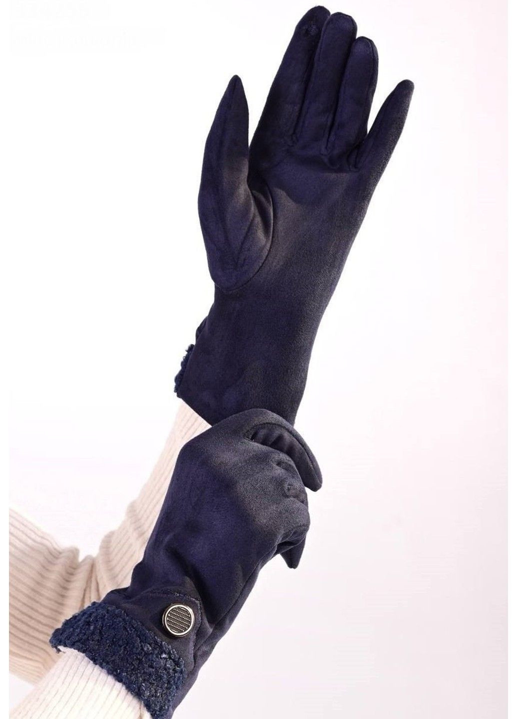 Рукавички жіночі сенсорні велюрові сині anjela (306442693)