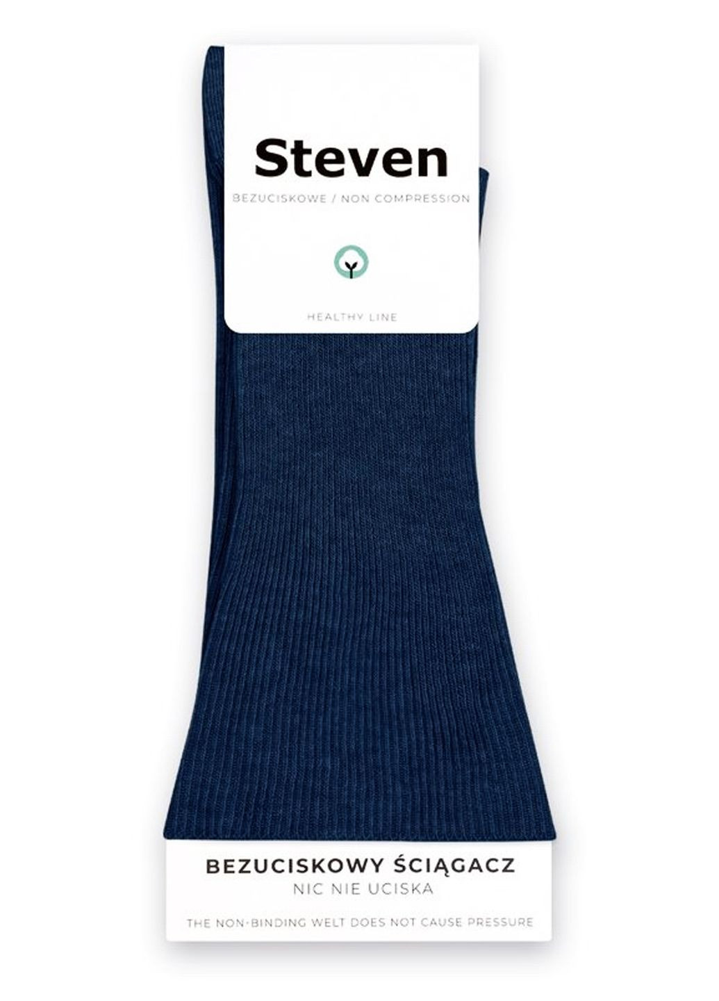 Темно-сині шкарпетки бавовняні без резинки в рубчик 018 Steven (349500887)