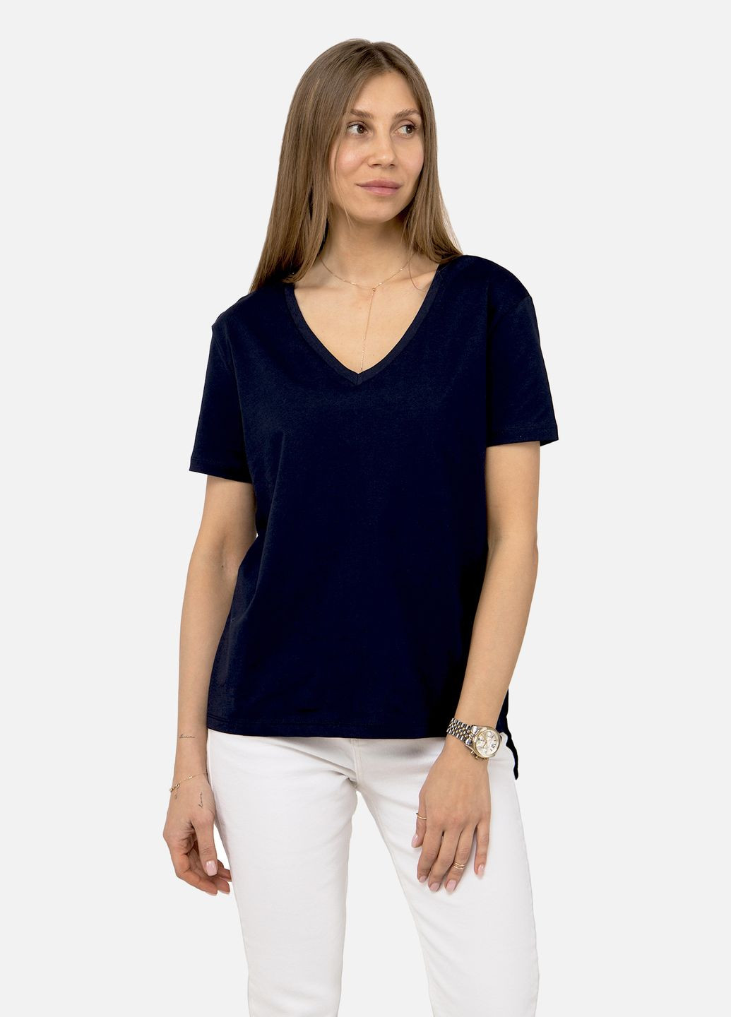 Женская футболка с коротким рукавом цвет синий CB-00251032 Snow - (319115015)