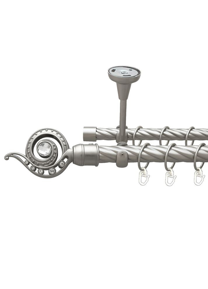 Карниз Око Дракона металевий дворядний відкритий до стелі скручена труба Сатин 25\19 мм 300 см (00-00024249) ORVIT (300846122)