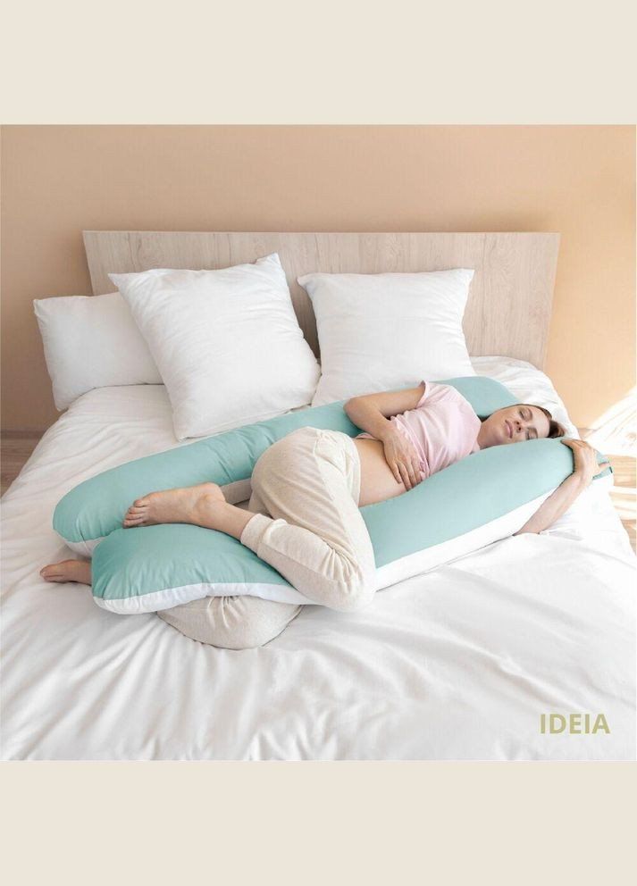 Наволочка для П-подушки для вагітних сну та відпочинку 140х75х20 см з блискавкою м'ята мікрофібра IDEIA (334726445)