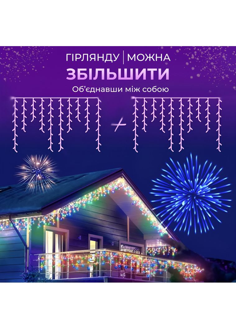 Гірлянда вулична світлодіодна 135 LED 6 метрів білий дріт бахрома 27 ниток Мультиколор 6МWML Garlando (366964119)