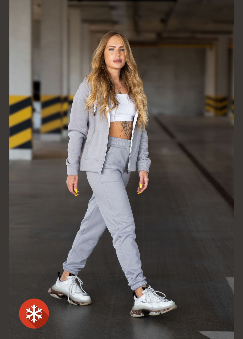 Женский теплый костюм на молнии ZIP FUR Серый Teamv (316354893)