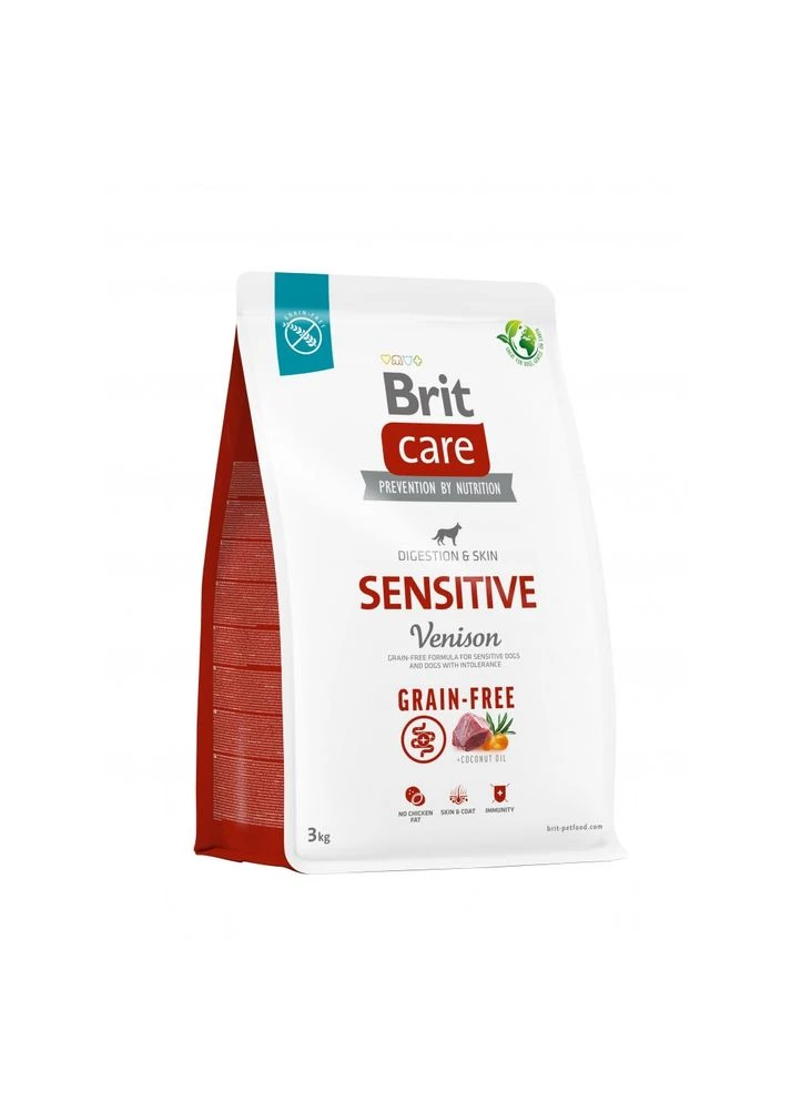 Корм сухий Dog Grain-free Sensitive для собак з чутливим травленням та харчовою непереносимістю беззерновий з олен Brit Care (380387874)