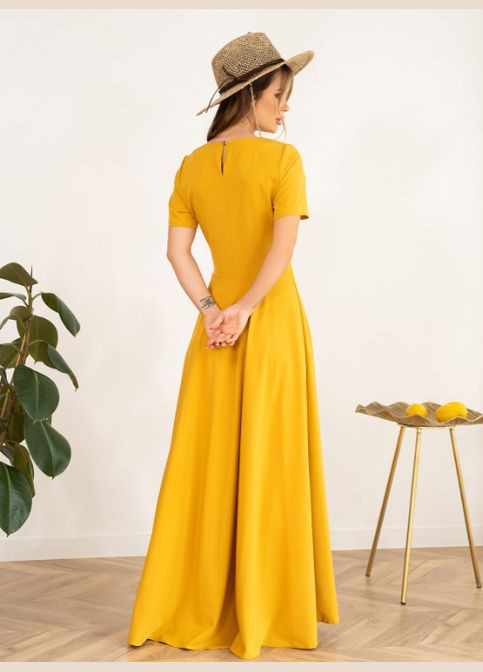 Гірчична класична сукня з короткими рукавами No Brand однотонна