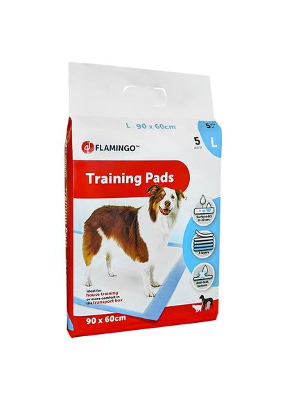 Одноразова пелюшка для цуценят Training Pads Puppy L см 90х60 см 5 од Білий (5415245147505) Flamingo (279563045)