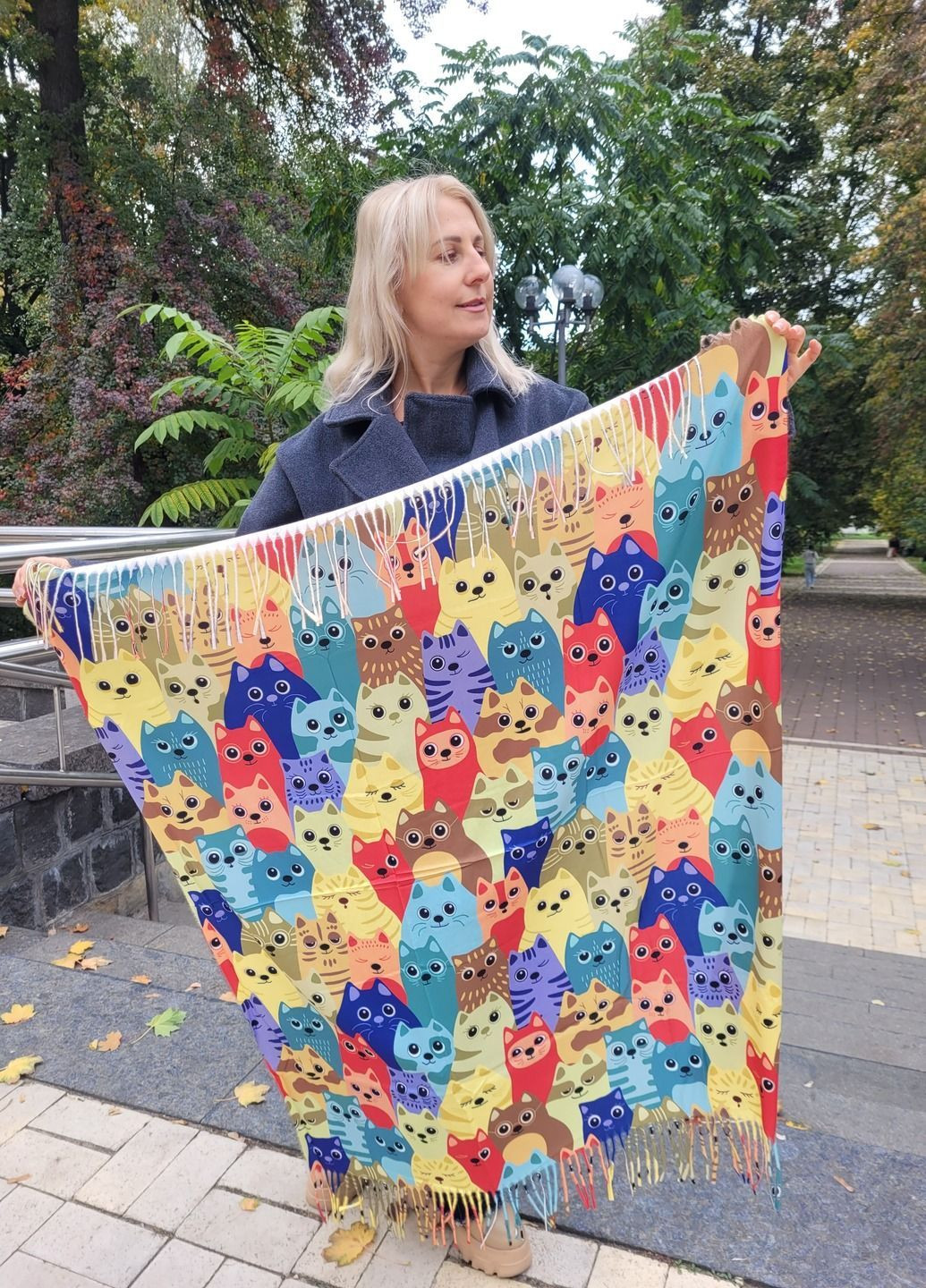 Женский двусторонний платок с принтом Котики No Brand (365658178)