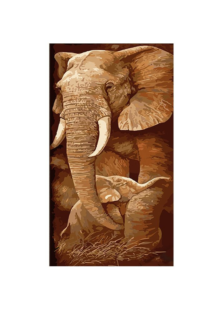 Картина по номерам для детей 6+ Слоник с мамой хлопковая развивающая см Strateg (362421921)