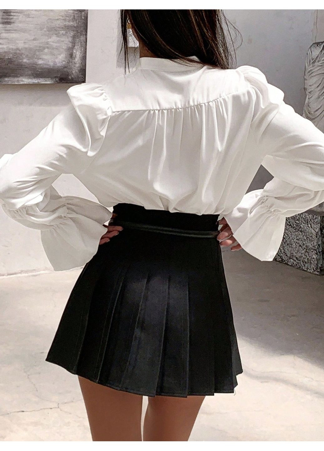 Белая повседневный рубашка однотонная SHEIN