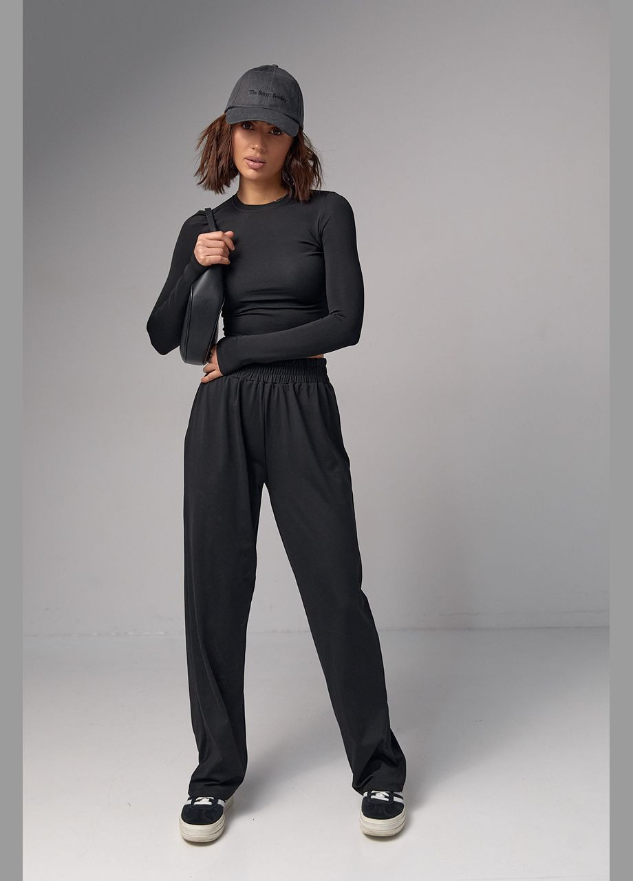 Женский базовый костюм с эластичной ткани - черный Lurex (289060840)
