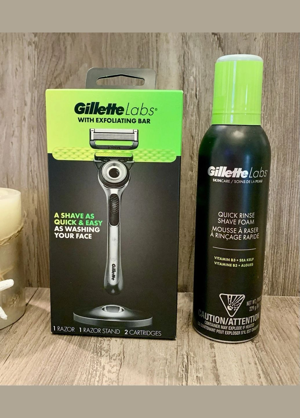 Набір для гоління Labs станок + 2 картриджі + піна 229 г + магнітна підставка Gillette (340474420)