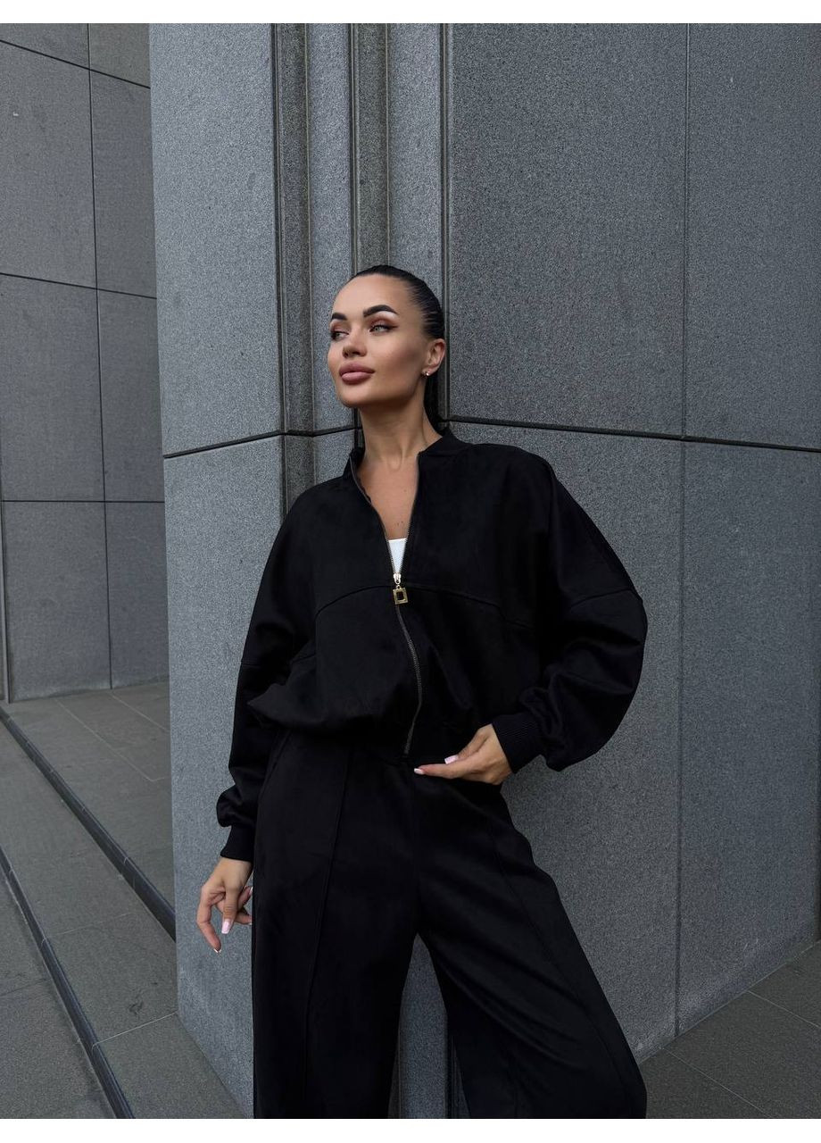 🔸Стильный костюм из замши (кофта на молнии + широкие брюки) Vione (367076378)